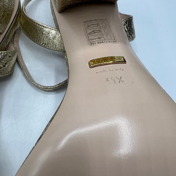 Gucci Marmont GG Platform Sandals EU 41.5 Metallic Leather Logo Block Heel 11.5 - Picture 6 of 12